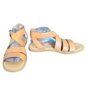 Born Imogen Womens Tan Leather Strappy Ankle Buckle Sandals  Size 10M boho chic